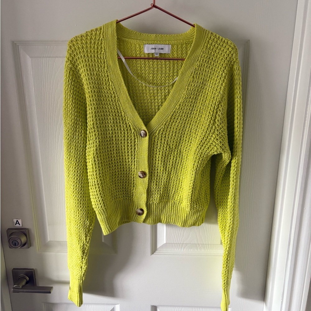 John + Jenn lime green cardigan Size S - Picture 2 of 5